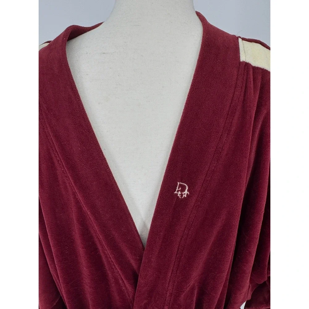 Vintage Y2K Christian Dior Monsieur Robe OS Burgundy Velour Racing Stripe Luxury